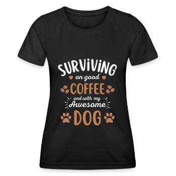 Hund & Kaffee Hund Cafe - Frauen Funktions-T-Shirt - Schwarz - Vorne - AI Model Female 172 light (172cm)