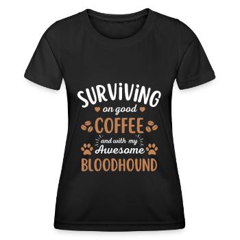 Bloodhound Coffee Dog Cafe - T-shirt sport Femme - noir - Devant - AI Model Female 172 light (172cm)