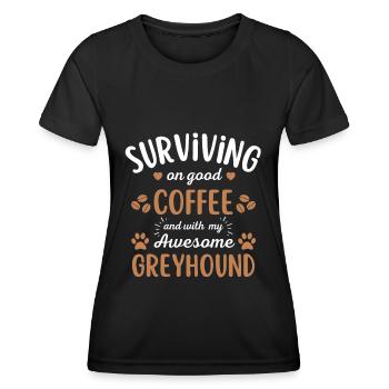 Greyhound Kaffee Hund Cafe - Frauen Funktions-T-Shirt - Schwarz - Vorne - AI Model Female 172 light (172cm)