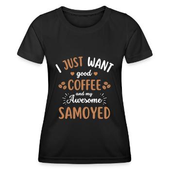 Samoyed Coffee Dog Cafe - Women's Functional T-Shirt - black - Front - AI Model Female 172 light (172cm)