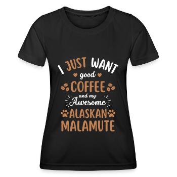 Malamute Café Pour Chiens - T-shirt sport Femme - noir - Devant - AI Model Female 172 light (172cm)