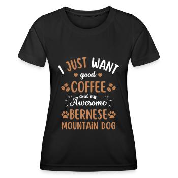 Bernese Mountain Dog Coffee Dog Cafe - T-shirt sport Femme - noir - Devant - AI Model Female 172 light (172cm)