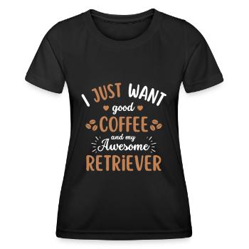 Retriever Coffee Dog Café - T-shirt sport Femme - noir - Devant - AI Model Female 172 light (172cm)