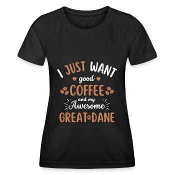 Deutsche Dogge Kaffee Hund Cafe - Frauen Funktions-T-Shirt - Schwarz - Vorne - AI Model Female 172 light (172cm)