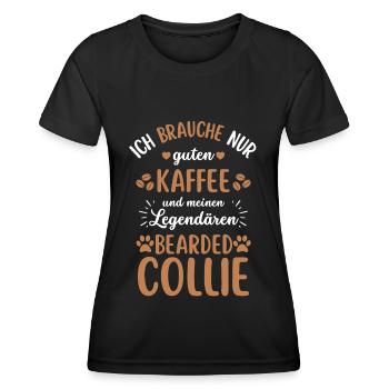 Bearded Collie Kaffee Hund Cafe - Frauen Funktions-T-Shirt - Schwarz - Vorne - AI Model Female 172 light (172cm)