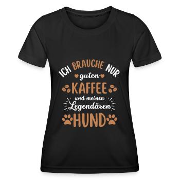 Hund & Kaffee Hund Cafe - Frauen Funktions-T-Shirt - Schwarz - Vorne - AI Model Female 172 light (172cm)
