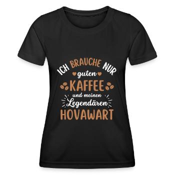 Hovawart Kaffee Hund Cafe - Frauen Funktions-T-Shirt - Schwarz - Vorne - AI Model Female 172 light (172cm)