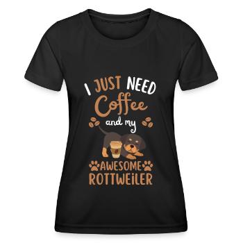 Sweet Rottweiler Café Chien Café kawaii - T-shirt sport Femme - noir - Devant - AI Model Female 172 light (172cm)