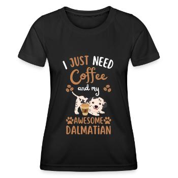 Süßer Dalmatiner Kaffee Hund Cafe kawaii - Frauen Funktions-T-Shirt - Schwarz - Vorne - AI Model Female 172 light (172cm)