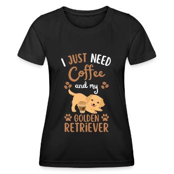 Sweet Golden Retriever Café Chien Café kawaii - T-shirt sport Femme - noir - Devant - AI Model Female 172 light (172cm)