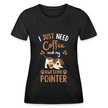 Sweet English Pointer Coffee Dog Cafe kawaii - T-shirt sport Femme - noir - Devant - AI Model Female 172 light (172cm)