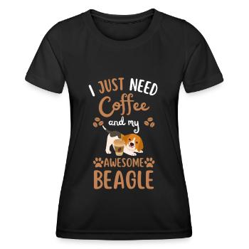 Sweet Beagle Coffee Dog Cafe kawaii - Women's Functional T-Shirt - black - Front - AI Model Female 172 light (172cm)