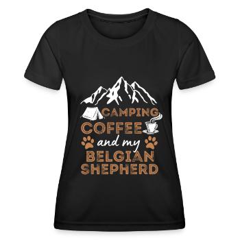 Belgian Shepherd Coffee Camping Dog Cafe - Women's Functional T-Shirt - black - Front - AI Model Female 172 light (172cm)