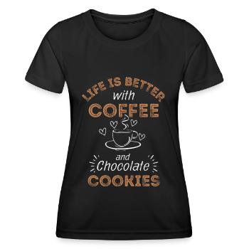 Café Biscuits Cookies Café - T-shirt sport Femme - noir - Devant - AI Model Female 172 light (172cm)