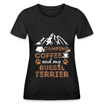 Russell Terrier Coffee Camping Dog Cafe - Women's Functional T-Shirt - black - Front - AI Model Female 172 light (172cm)