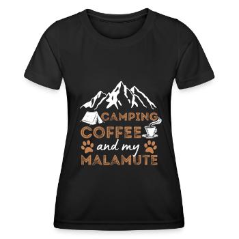Malamute Kaffee Camping Hund Cafe - Frauen Funktions-T-Shirt - Schwarz - Vorne - AI Model Female 172 light (172cm)