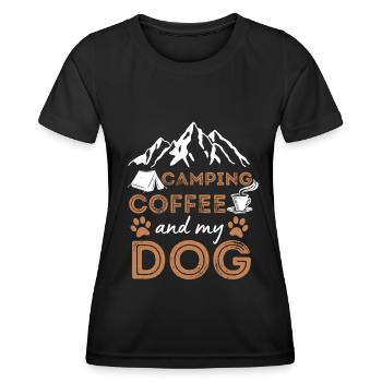 Hund & Kaffee Camping Hund Cafe - Frauen Funktions-T-Shirt - Schwarz - Vorne - AI Model Female 172 light (172cm)