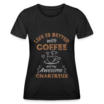 Carthusian Cat Coffee Cafe - Women's Functional T-Shirt - black - Front - AI Model Female 172 light (172cm)