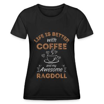 Ragdoll Cat Coffee Café - T-shirt sport Femme - noir - Devant - AI Model Female 172 light (172cm)