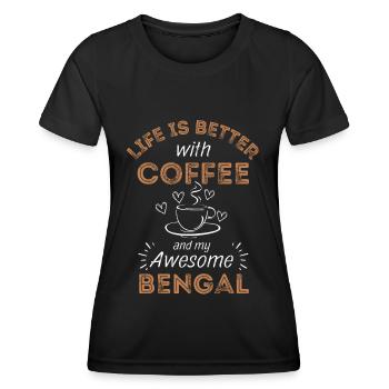 Café Bengal Cat Coffee - T-shirt sport Femme - noir - Devant - AI Model Female 172 light (172cm)