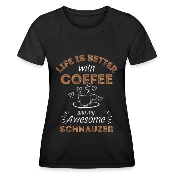 Schnauzer Café Chien Café - T-shirt sport Femme - noir - Devant - AI Model Female 172 light (172cm)