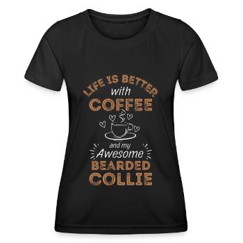 Bearded Collie Kaffee Hund Cafe - Frauen Funktions-T-Shirt - Schwarz - Vorne - AI Model Female 172 light (172cm)