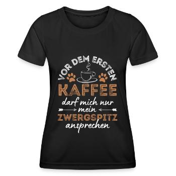 Zwergspitz Café Pour chiens - T-shirt sport Femme - noir - Devant - AI Model Female 172 light (172cm)