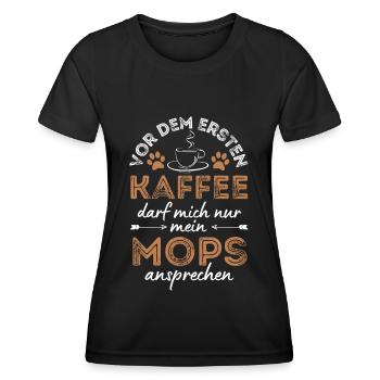Pug Coffee Dog Cafe - T-shirt sport Femme - noir - Devant - AI Model Female 172 light (172cm)