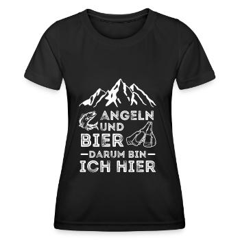 angeln, Fischen und Bier Liebhaber - Frauen Funktions-T-Shirt - Schwarz - Vorne - AI Model Female 172 light (172cm)