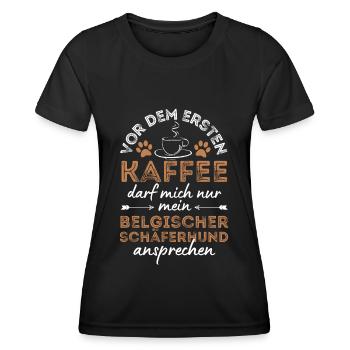 Belgian Shepherd Malinois Coffee Dog Cafe - Women's Functional T-Shirt - black - Front - AI Model Female 172 light (172cm)