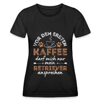 Retriever Coffee Dog Café - T-shirt sport Femme - noir - Devant - AI Model Female 172 light (172cm)