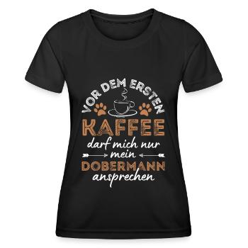 Doberman Coffee Dog Cafe - Women's Functional T-Shirt - black - Front - AI Model Female 172 light (172cm)