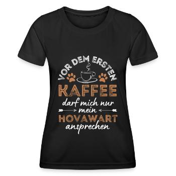 Hovawart Kaffee Hund Cafe - Frauen Funktions-T-Shirt - Schwarz - Vorne - AI Model Female 172 light (172cm)