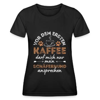 Shepherd Dog Coffee Dog Cafe - Women's Functional T-Shirt - black - Front - AI Model Female 172 light (172cm)