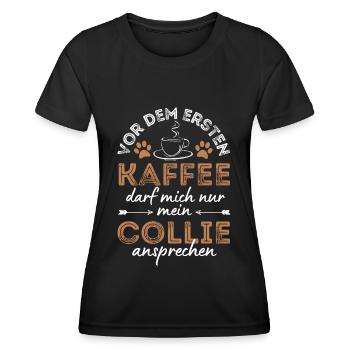 Collie Coffee Dog Cafe - T-shirt sport Femme - noir - Devant - AI Model Female 172 light (172cm)