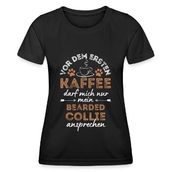 Bearded Collie Kaffee Hund Cafe - Frauen Funktions-T-Shirt - Schwarz - Vorne - AI Model Female 172 light (172cm)