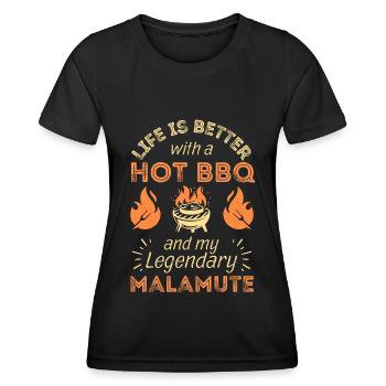 BBQ Grillen und Alaskan Malamute Liebhaber - Frauen Funktions-T-Shirt - Schwarz - Vorne - AI Model Female 172 light (172cm)