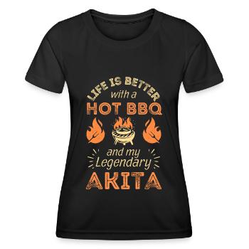 BBQ Grillen und Akita Hund Liebhaber - Frauen Funktions-T-Shirt - Schwarz - Vorne - AI Model Female 172 light (172cm)