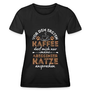 Café Abyssinian Cat Coffee - T-shirt sport Femme - noir - Devant - AI Model Female 172 light (172cm)