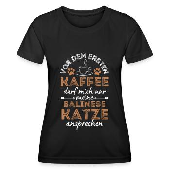 Café balinais Cat Coffee - T-shirt sport Femme - noir - Devant - AI Model Female 172 light (172cm)