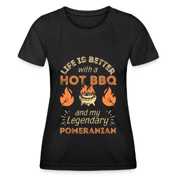 Grillades barbecue et amateurs de Zwergspitz de Poméranie - T-shirt sport Femme - noir - Devant - AI Model Female 172 light (172cm)