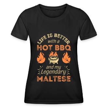 BBQ Grilling and Maltese Dog Lovers - Women's Functional T-Shirt - black - Front - AI Model Female 172 light (172cm)