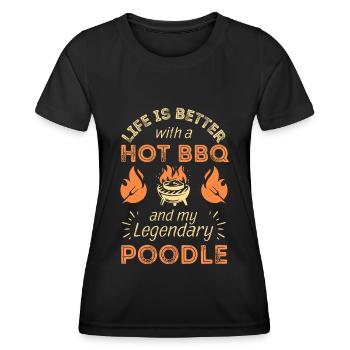 BBQ Grilling and Poodle Dog Lovers - Women's Functional T-Shirt - black - Front - AI Model Female 172 light (172cm)