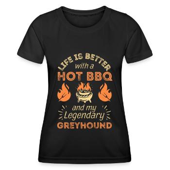 BBQ grilling and greyhound lovers - Women's Functional T-Shirt - black - Front - AI Model Female 172 light (172cm)