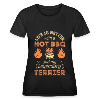 BBQ Grillen und Terrier Hunde Liebhaber - Frauen Funktions-T-Shirt - Schwarz - Vorne - AI Model Female 172 light (172cm)