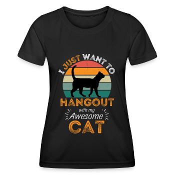 Légendaire Cat Vintage Rétro - T-shirt sport Femme - noir - Devant - AI Model Female 172 light (172cm)