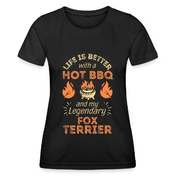 BBQ Grillen für Fox Terrier Liebhaber - Frauen Funktions-T-Shirt - Schwarz - Vorne - AI Model Female 172 light (172cm)