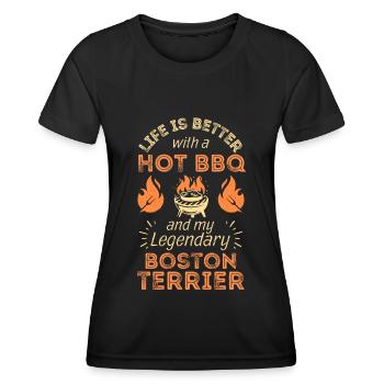 BBQ grillen und Boston Terrier Hunde Liebhaber - Frauen Funktions-T-Shirt - Schwarz - Vorne - AI Model Female 172 light (172cm)