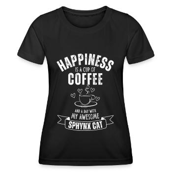 Café Sphynx Cat - T-shirt sport Femme - noir - Devant - AI Model Female 172 light (172cm)