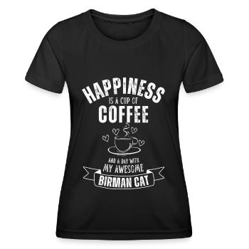 Café birman Cat Coffee - T-shirt sport Femme - noir - Devant - AI Model Female 172 light (172cm)